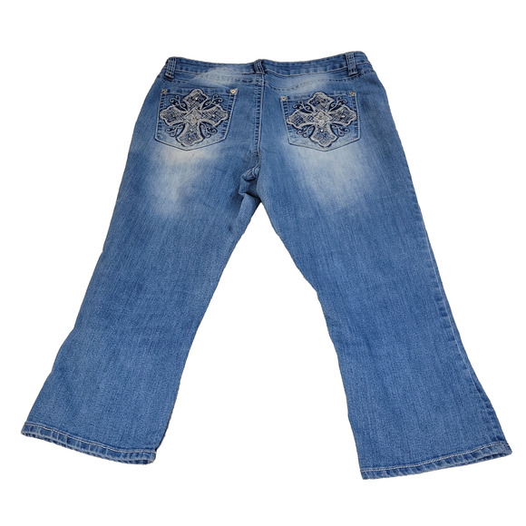 ND Weekend Jeans Womens Blue Sz 14 3/4 Skinny Straight Leg Embellished Pockets - Picture 2 of 13